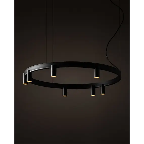 Люстра Nowodvorski 12285 Fourty Round GU10 R35+LED 7+6x10W+9W 3000K 710Lm IP20 чорна, изображение 2