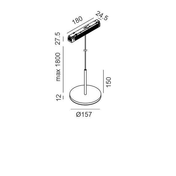 Підвісний світильник IN_LINE DISK, D157mm, H150mm, Bridgelux LED 15W, 3000K, 113°, 715Lm, CRI>90, 48V, 4-х провідний DIM DALI, IP20, опаловий, латунь/чорний, изображение 2