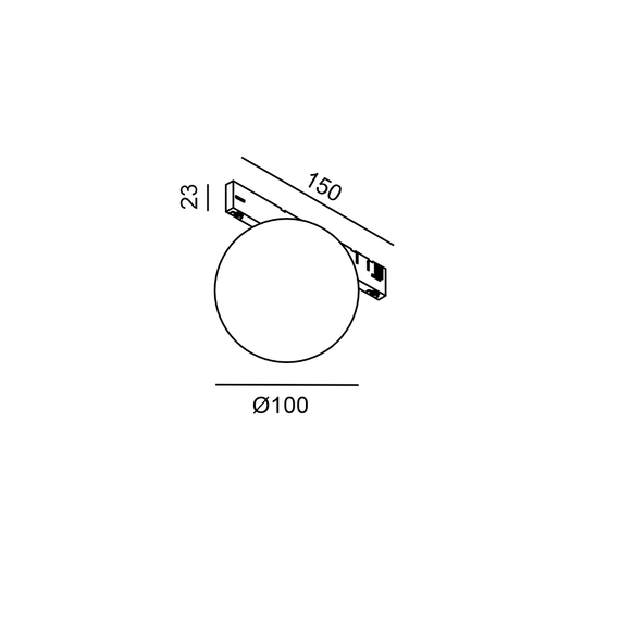 Прожектор MICRO_LINE SFERA, D100mm, LED 4.5W, 3000K, 360°, 247Lm, CRI>90, 48V, DIM DALI, IP20, опаловий glass, чорний, изображение 2