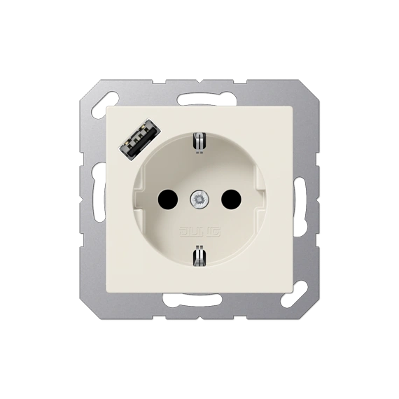 Розетка SCHUKO з USB тип A, JUNG A1520-18A, колір слонова кістка