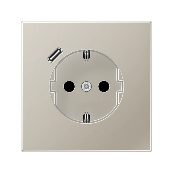 Розетка із з/к із захисними шторками та USB тип С (швидка зарядка) JUNG ES 1520-18 C нержавіюча сталь