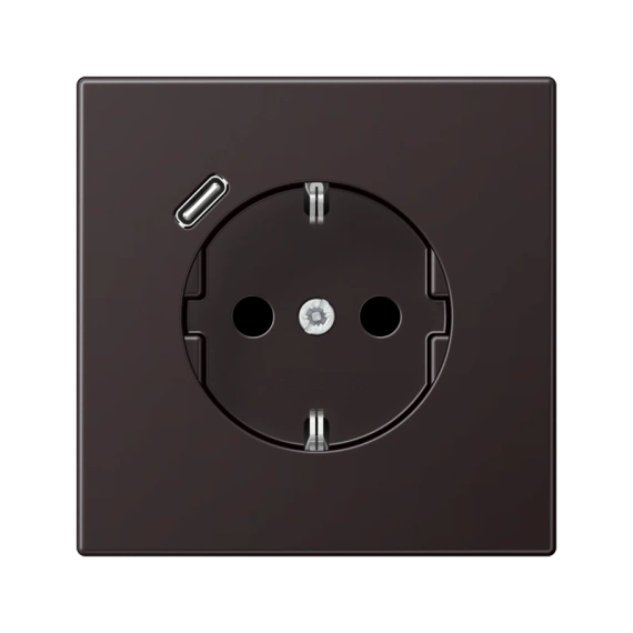 Розетка с ж/у с защитными шторками и USB тип С (быстрая зарядка) JUNG AL 1520-18 CD Dark
