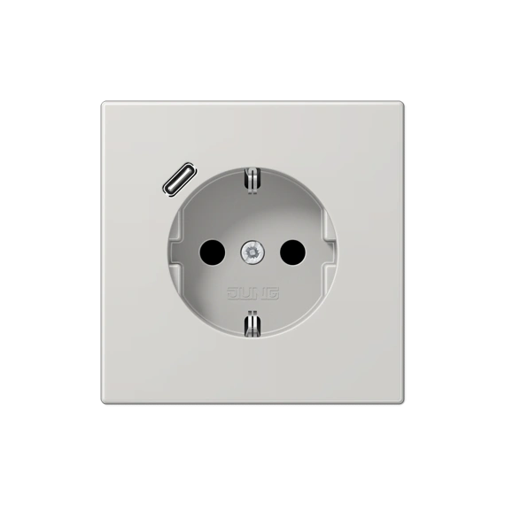 Розетка с ж/у и USB-портом типа C (Quick Charge), JUNG LS1520-18CLG светло-серый