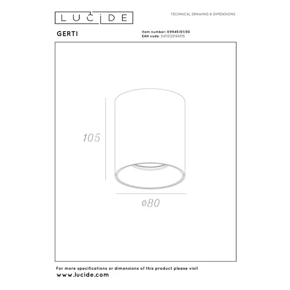 Стельовий спот Lucide GERTI 09945/01/30, зображення 6