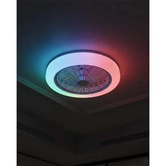 Люстра з вентилятором, стельовий світильник із пультом Goldlux 341310 Zambia LED 1x24W 3000K/4000K/6500K+RGB 3200Lm IP20 біла, изображение 3
