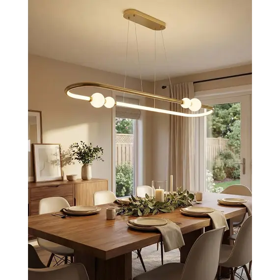 Підвісний світильник, люстра Goldlux 338303 Perla Oval LED 1x42W 4000K 5600Lm IP20 золотий, изображение 2