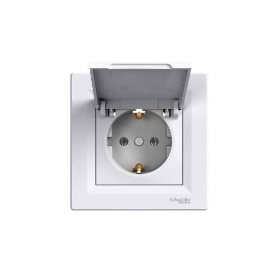 Розетка з кришкою із заземлюючим контактом Asfora, (білий) EPH3100121
