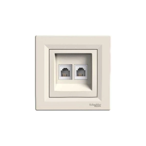 Розетка телефонна RJ11 4 конт. підвійна Asfora, (крем) EPH4200123