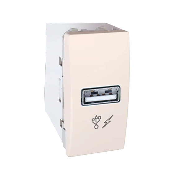 Розетка USB-вихід для заряджання 1-модуль. Unica слонова кістка MGU3.428.25