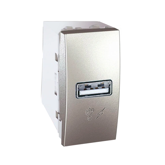 Розетка USB-вихід для заряджання 1-модуль. Unica графіт MGU3.428.12