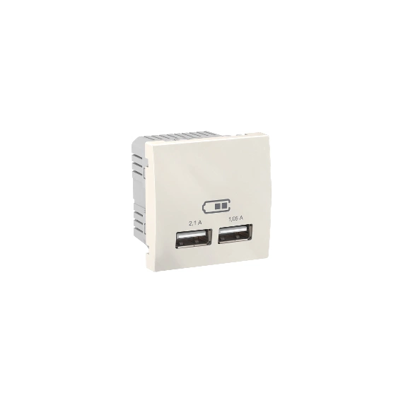 Розетка 2хUSB-выход для зарядки 2-модуля. Unica слоновая кость MGU3.418.25