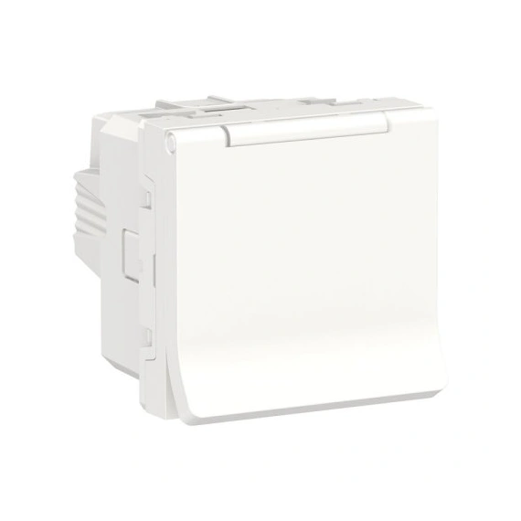 Розетка із заземл., зі шторками, з кришкою, 16 А, 250 В, IP40, Unica New NU303718TA білий