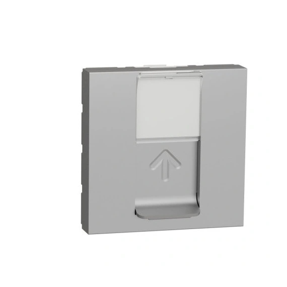 Розетка компьютерная, RJ45, одиночная, кат. 5е UTP, 2-мод., Unica New NU341130 алюминий