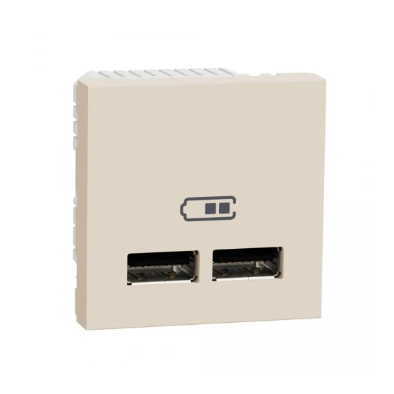 Розетка USB, 2-местная, 5 В/2100 мА, Unica New бежевый