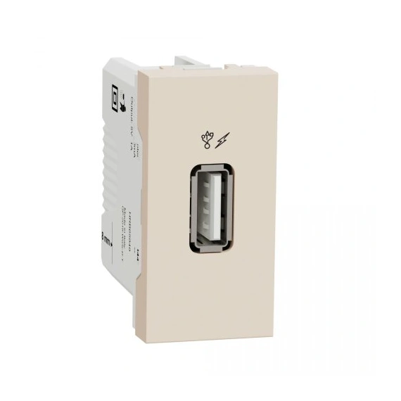 Розетка USB 1 модуль Unica New, NU342844 бежевый