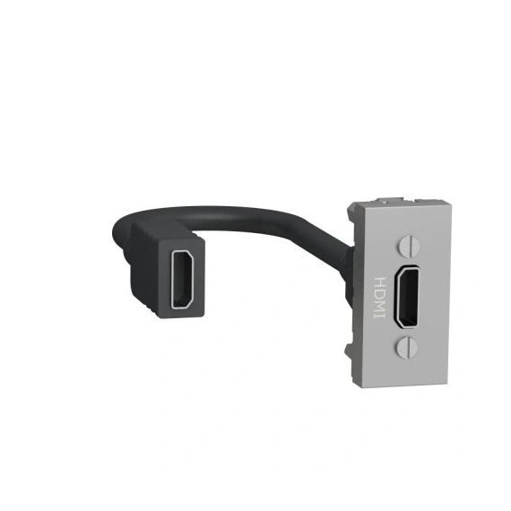 Розетка HDMI, 1-мод., Unica New NU343030 алюминий