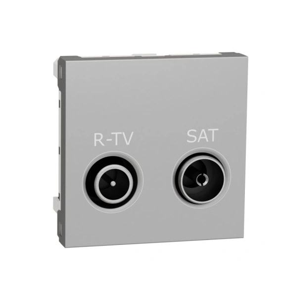 Розетка R-TV/SAT, проходная, 2-мод., Unica New NU345630 алюминий