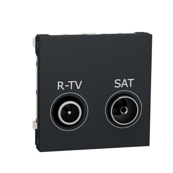 Розетка R-TV/SAT, проходная, 2-мод., Unica New NU345654 антрацит