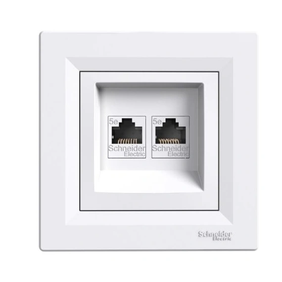 Розетка компьютерная 2-я RJ45 кат.5Е «Asfora», (цвет белый) EPH4400121