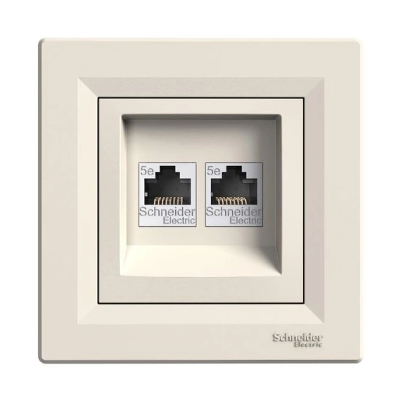 Розетка комп'ютерна 2-а RJ45 кат.5Е «Asfora» (колір крем) EPH4400123