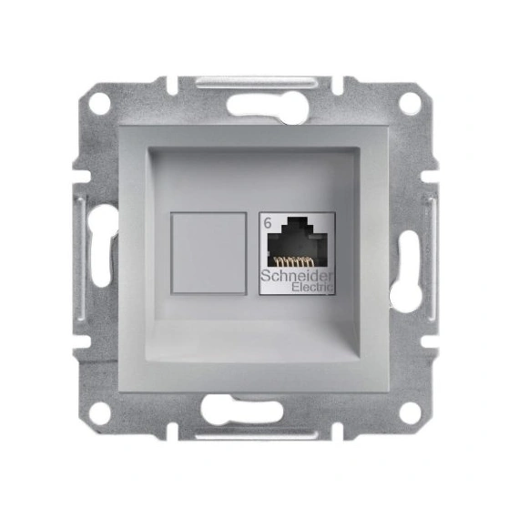 Розетка компьютерная 1-я RJ45 кат.6/UTP «Asfora», (цвет алюминий) EPH4700161
