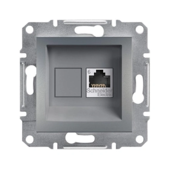Розетка компьютерная 1-я RJ45 кат.6/UTP «Asfora», (цвет сталь) EPH4700162