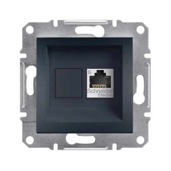 Розетка компьютерная 1-я RJ45 кат.6/UTP "Asfora", (цвет антрацит) EPH4700171