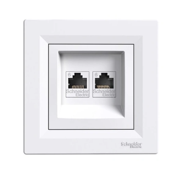Розетка комп'ютерна 2-а RJ45 кат.6/UTP «Asfora» (колір білий) EPH4800121