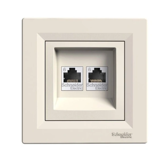 Розетка комп'ютерна 2-а RJ45 кат.6/UTP «Asfora» (колір крем) EPH4800123