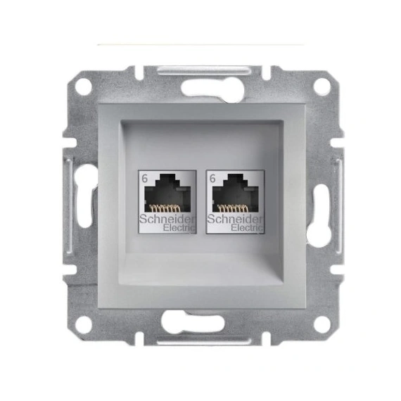 Розетка комп'ютерна 2-а RJ45 кат.6/UTP «Asfora» (колір алюміній) EPH4800161