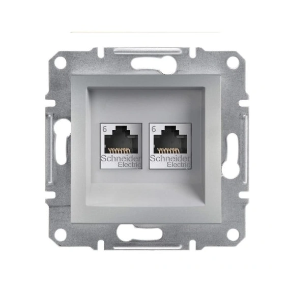 Розетка комп'ютерна 2-а RJ45 кат.6/UTP «Asfora» (колір алюміній) EPH4800161
