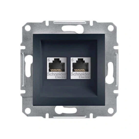 Розетка комп'ютерна 2-а RJ45 кат.6/UTP «Asfora» (колір антрацит) EPH4800171