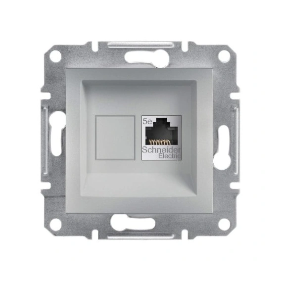 Розетка компьютерная 1-я RJ45 кат.5Е/STP экран Asfora, (цвет алюминий) EPH5000161