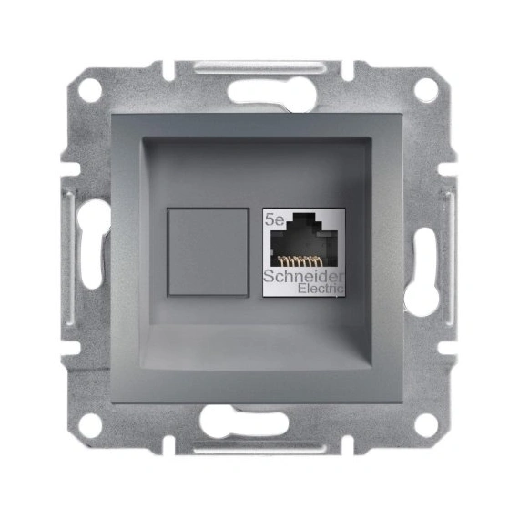 Розетка компьютерная 1-я RJ45 кат.5Е/STP экран "Asfora", (цвет сталь) EPH5000162