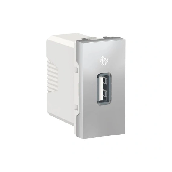Розетка USB 1 модуль Unica New, NU342830, алюминий