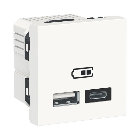 USB розетка двойная A+C Unica New, NU301818, белая