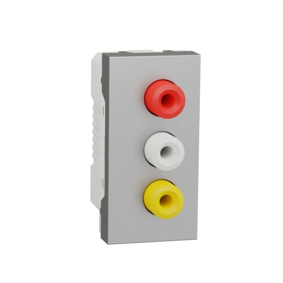 Розетка 3 RCA, 1 модуль Unica New, NU343130, алюміній
