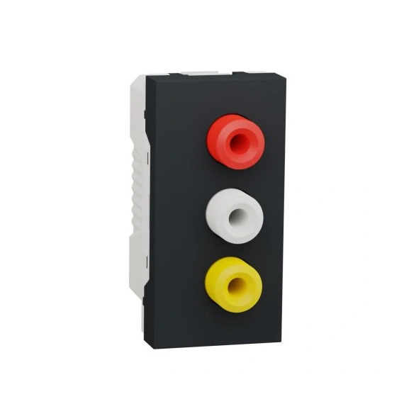 Розетка 3 RCA, модуль 1 Unica New, NU343154, антрацит