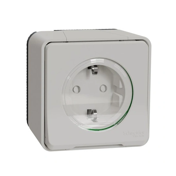 Розетка із з/к та шторками IP55, біла, зовнішній монтаж Mureva Styl Schneider Electric MUR39034