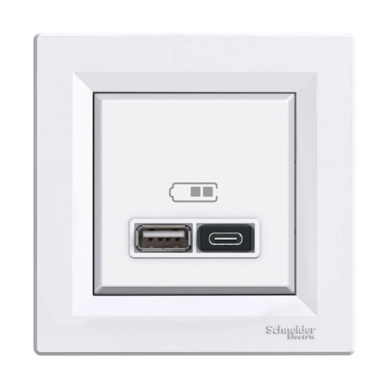 Розетка USB тип А+С 2,4А Schneider Electric Asfora EPH2700321 белая