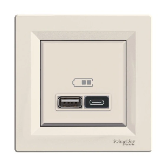 Розетка USB тип А+С 2,4А Schneider Electric Asfora EPH2700323 крем