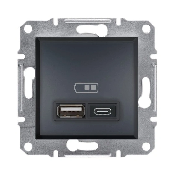 Розетка USB тип А+С 2,4А Schneider Electric Asfora EPH2700371 антрацит