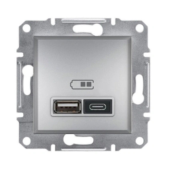 Розетка USB тип А+С 2,4А Schneider Electric Asfora EPH2700361 алюминий