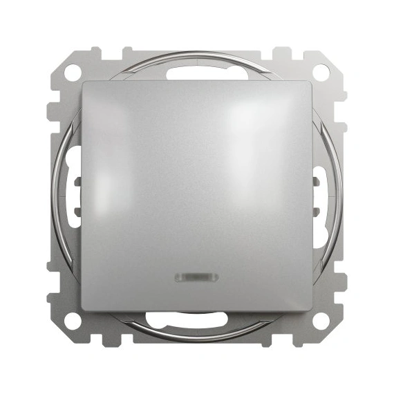 Переключатель с подсветкой 1-кл SE Sedna Design SDD113106L алюминий