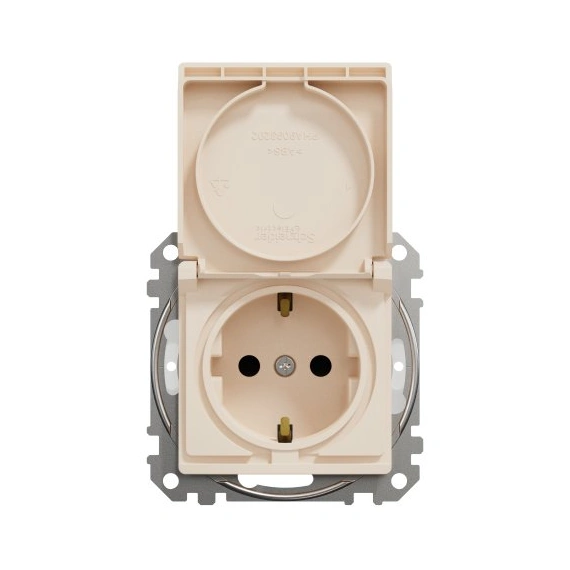 Розетка із з/к зі шторками та з кришкою IP44 SE Sedna Design SDD212024 бежевий