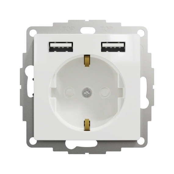 Розетка із заземленням + 2 USB тип SE Sedna Design SDD111052 білий