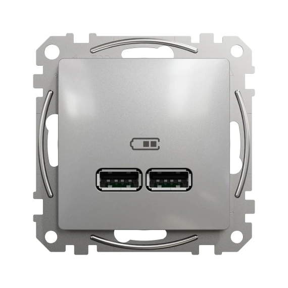 USB розетка тип A+A 2,1A SE Sedna Design SDD113401 алюминий