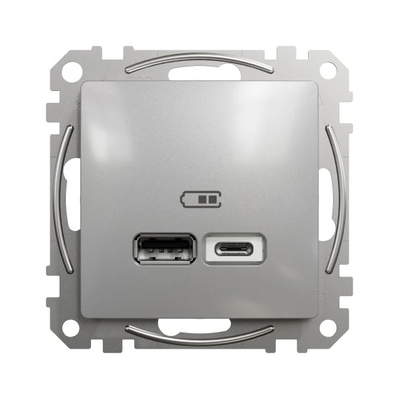 USB розетка тип A+C 2,4A SE Sedna Design SDD113402 алюминий