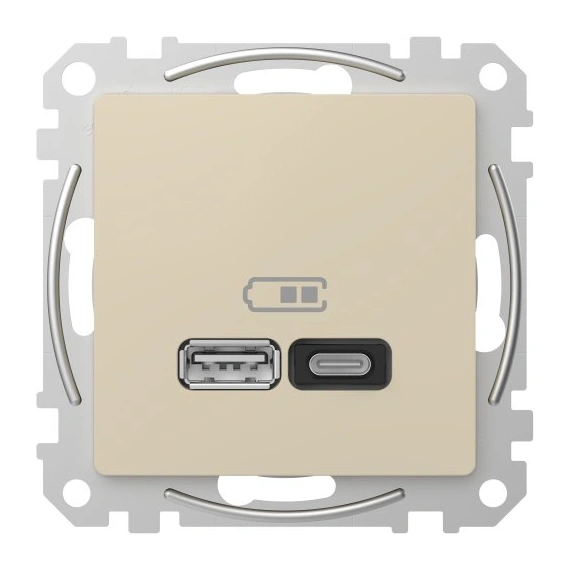 USB розетка тип A+C (45 Вт) SE Sedna Design SDD112404 бежевий