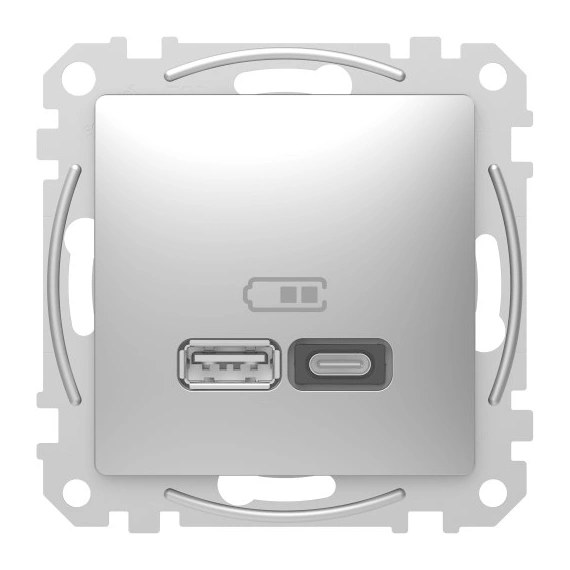 USB розетка тип A+C (45 Вт) SE Sedna Design SDD113404 алюміній